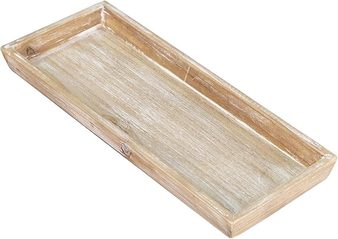 MAONAME Wash White Bathroom Vanity Tray, Rustic Long Narrow Tray, Rectangle by MAONAME