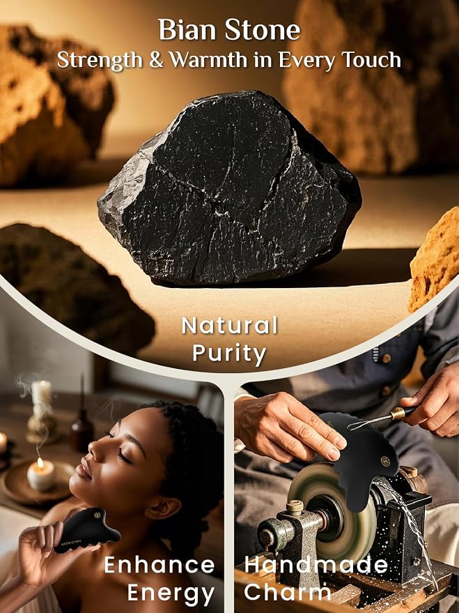 Rena Chris Body Gua Sha Tools, Natural BianStone Guasha Tool, Manual Massage - Image 4