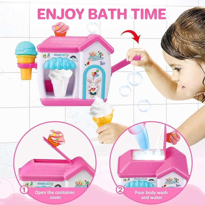 Gretex Toddler Bath Toys for 3 4 5 6 7 8 Years Old Girls, Bubble Ice Cream - Image 5