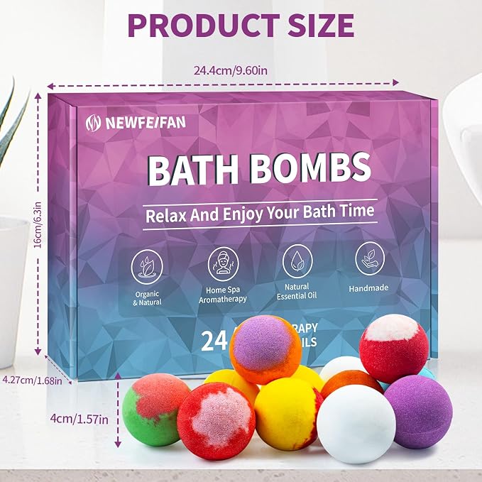 Bath Bombs for Women & Men, Basket Set for Mothers Day Gifts for Mom, Spa - Image 9