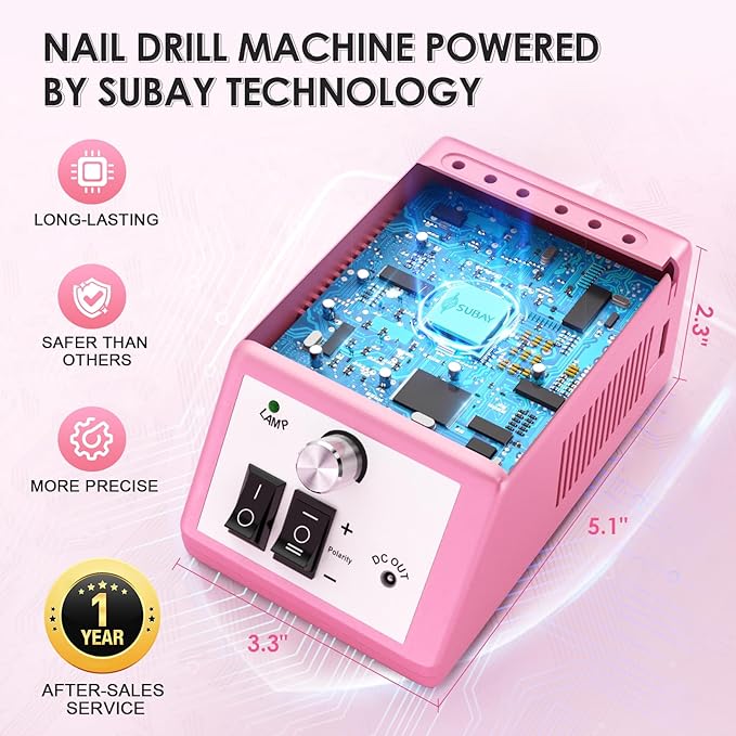 Subay Professional Finger Toe Nail Care Electric Nail Drill Machine Manicure - Image 3