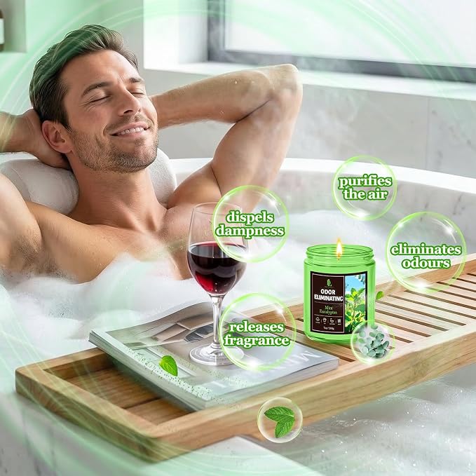 Mint Eucalyptus Odor Eliminating Highly Fragranced Candle, Eliminates 95% of - Image 8