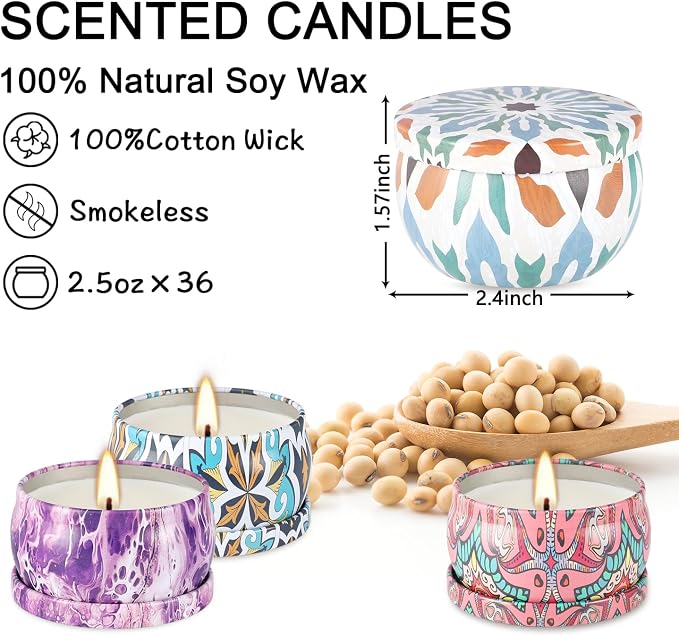 36 Pack Scented Candles Set for Home, Relaxing Stress Relief, Aromatherapy - Image 5