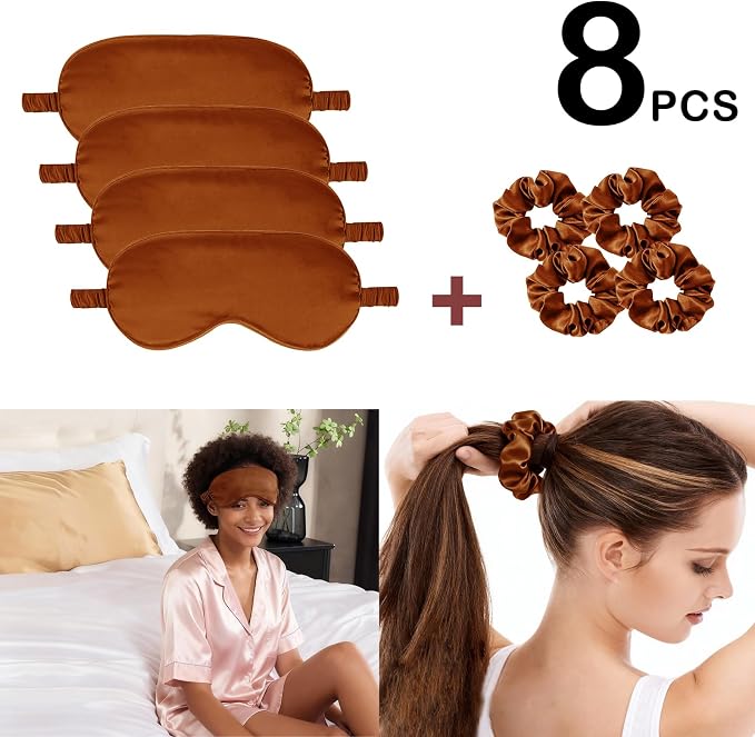 Satin Eye Mask 8Pcs Silk Sleep Masks Silky Blindfold Eyeshade Blackout Eyes - Image 2