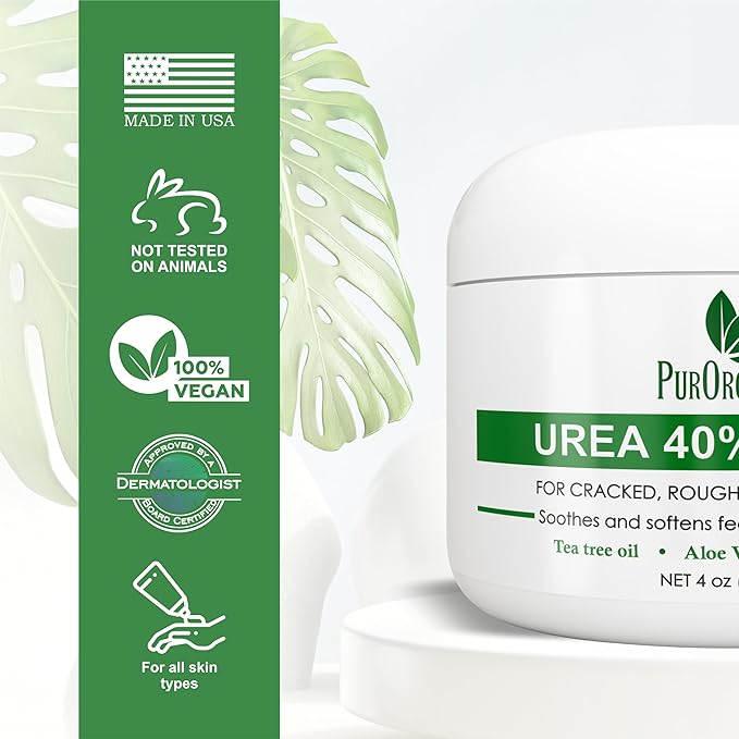 PurOrganica Urea Cream 40% – Made in USA, Maximum Strength Foot Cream - Image 2