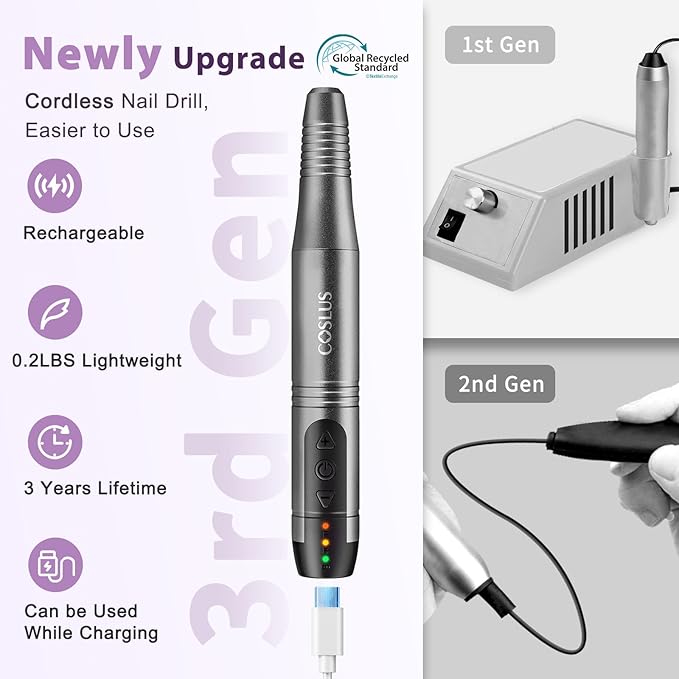 COSLUS C20 Cordless Nail Drill Electric File: Professional - Image 2