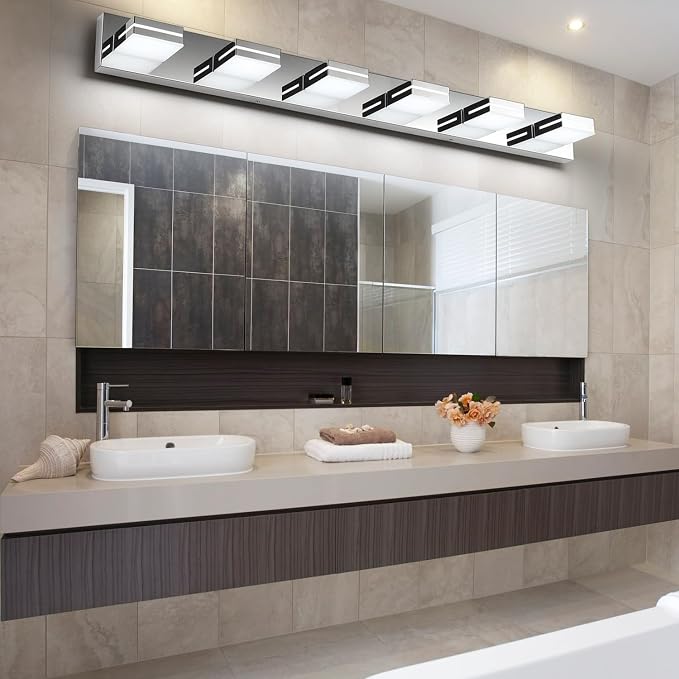 SineRise LED Modern Bathroom Vanity Light Fixtures, Chrome Modern Acrylic - Image 7