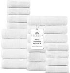 100% Cotton Bath Towel Set of 18-4 Bath Towels, 6 Hand Towels, 8 Wash Cloths by VillaCelestia