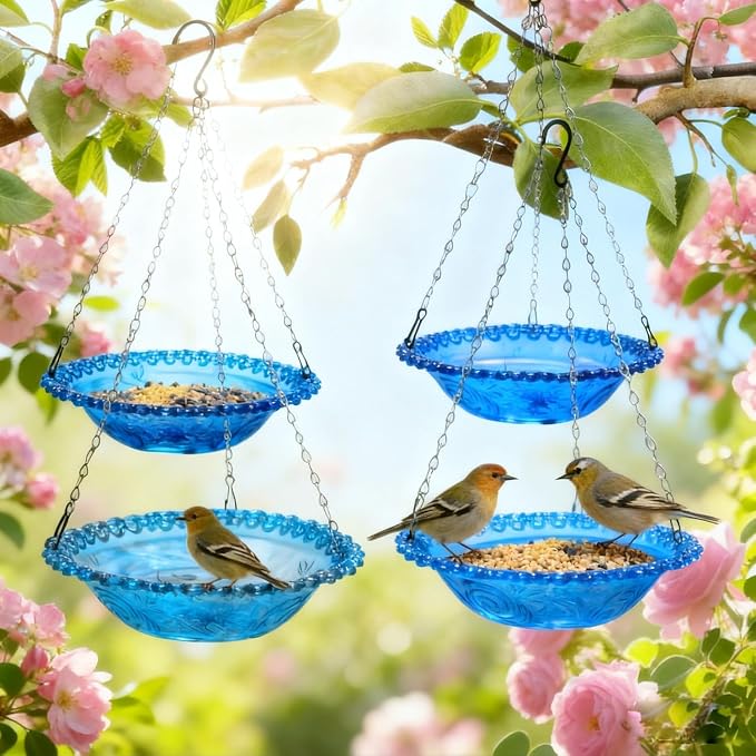 4 Pack Super Value Hanging Plastic Bird Baths and Feeders by XYZRTLON