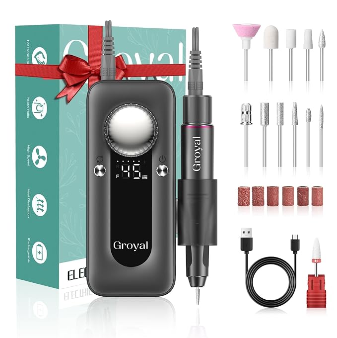 Electric Nail Drill 45000RPM Cordless Portable Rechargeable Nail Drill Kits by GroyalProfessionalNailDrill