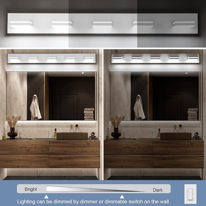 SineRise LED Modern Bathroom Vanity Light Fixtures, Matte White Modern Acrylic - Image 3