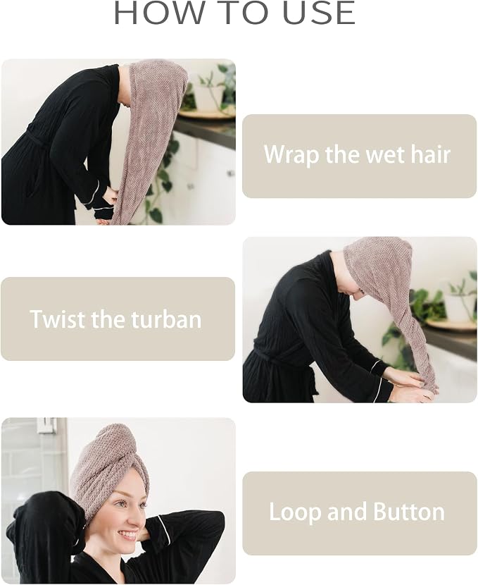 ROLSHOL Extra Large 4 Pack Microfiber Hair Towel Wrap - Image 6