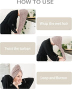 ROLSHOL Extra Large 4 Pack Microfiber Hair Towel Wrap - Image 6