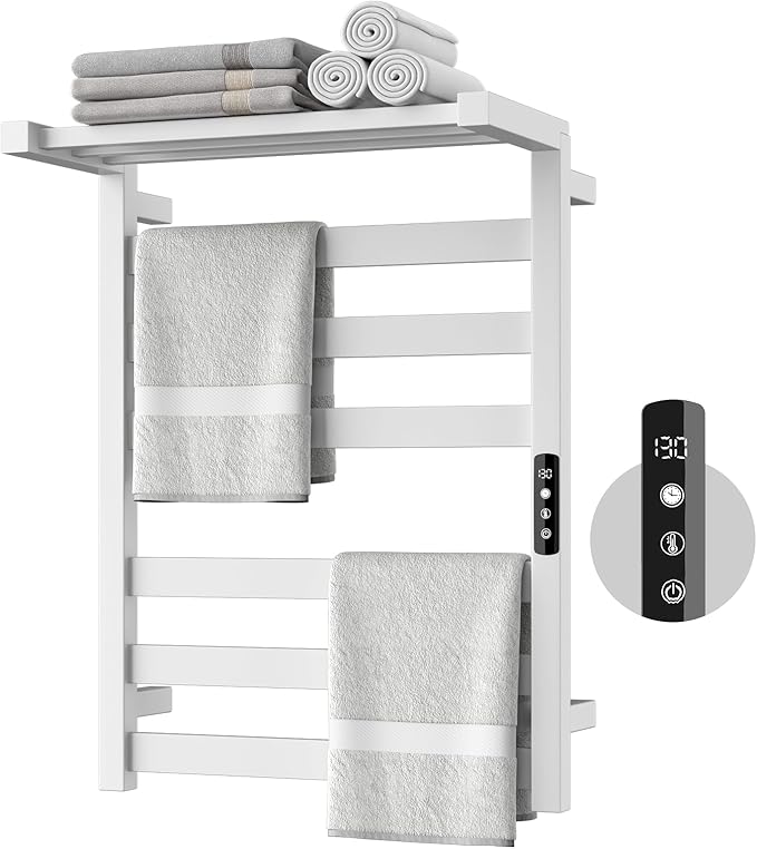 Tower Warmer Rack, 6 Bars Stainless Steel Wall Mounted Electric Heated Towel by Unknown