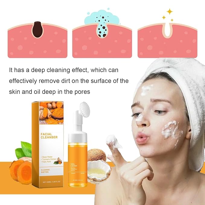 2 Pcs Turmeric Facial Cleanser, Glow Wash Turmeric Face Wash - Image 3