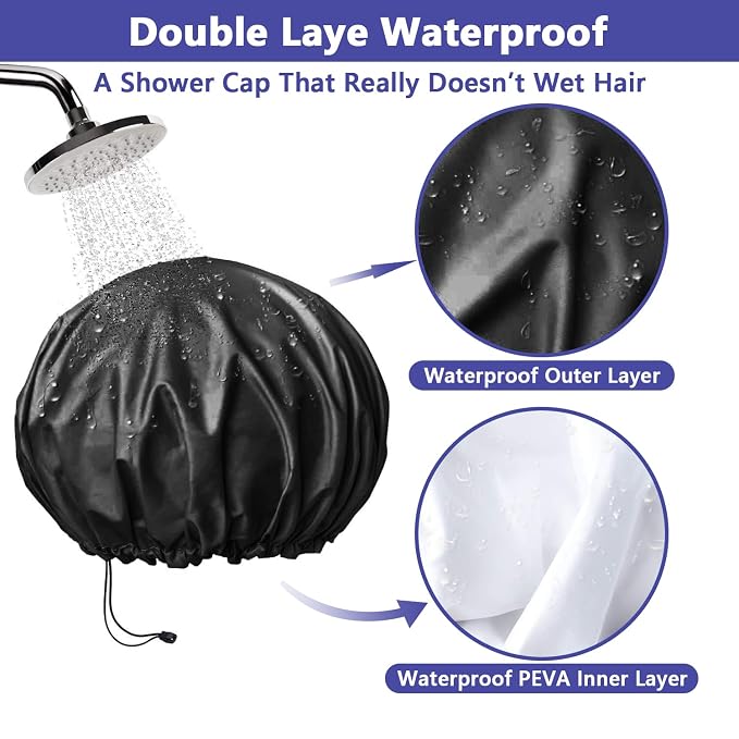 1 PCS Shower Cap, Double Layer & Adjustable Bathing Cap - Image 2