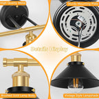 Licperron 3-Light Black and Gold Bathroom Lighting Fixtures, Farmhouse Vanity - Image 3