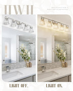 Brushed Nickel Bathroom Vanity Light, HWH 5-Light Bathroom Light Fixtures - Image 5