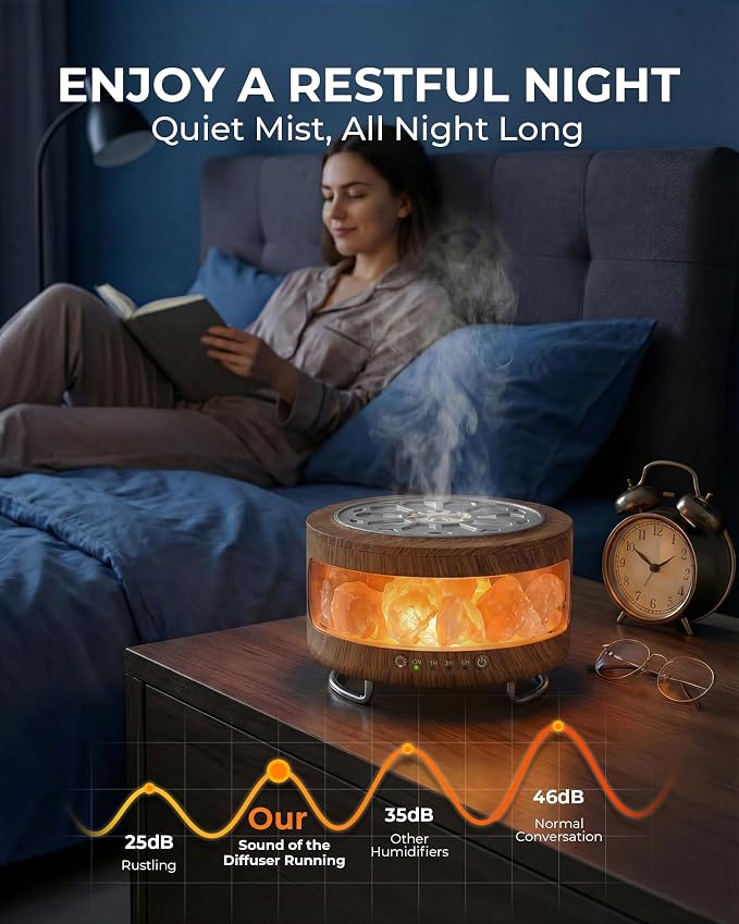 Essential Oil Diffuser with Himalayan Salt Lamp, 350ml Ultrasonic Aromatherapy - Image 8