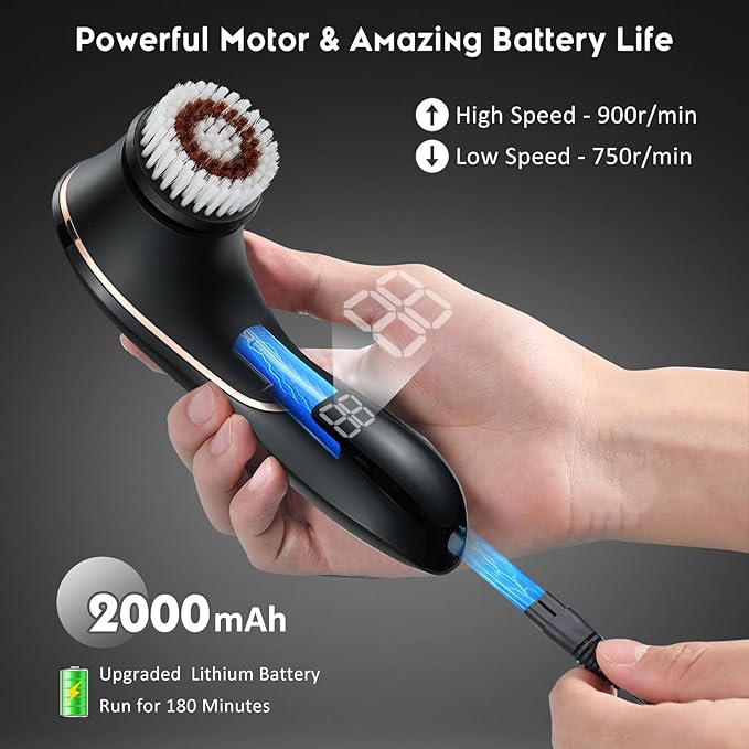Facial Cleansing Brush Face Scrubber Exfoliator Rechargeable IPX7 Waterproof - Image 4