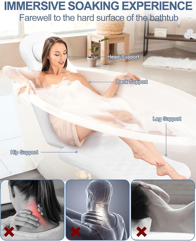 YSJILIDE Full Body Bath Pillow for Bathtub, Spa Bath Pillows for Tub Neck Head - Image 2