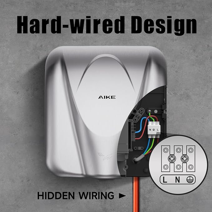 AIKE Elephant Power Commercial Hand Dryer High Speed Auto Warm Wind, Brushed - Image 7