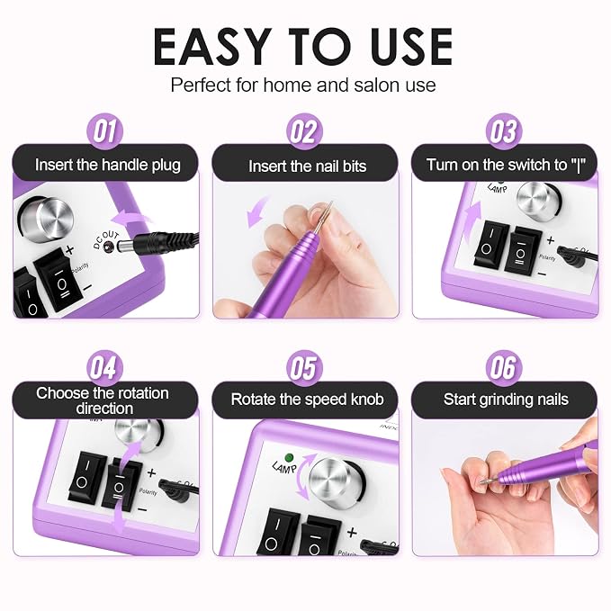 Subay Professional Finger Toe Nail Care Electric Nail Drill Machine Manicure - Image 6