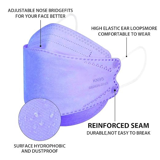 Borje KN95 Face Masks for Adults 50 Pack, 5-Ply Purple Disposable Face Mask - Image 2