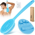 Silicone Back Scrubber & Bath Glove Set 2PCS, 13.4'' Gentle Shower Back Scrubber by GEENOA