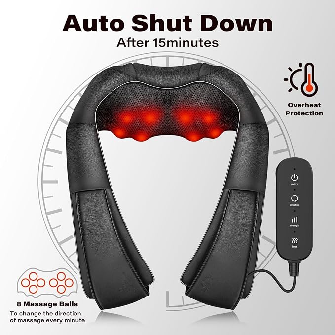iKristin Neck Massager with Heat, Shiatsu Massager - Image 3
