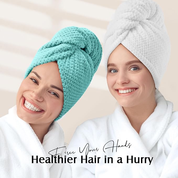 YFONG 2 Pack Microfiber Hair Towel Wrap - Image 7