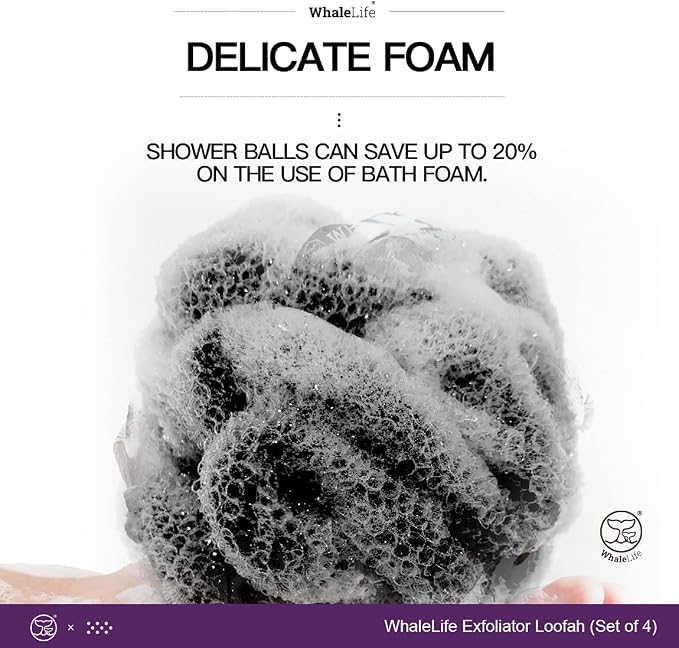 Loofah Sponge Bath Sponge for Women Men 4 Pack - Image 3