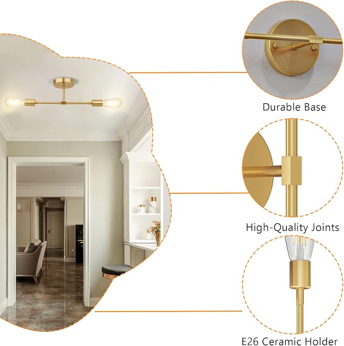 FadimiKoo 2-Light Gold Sconces Wall Light Fixtures, Bathroom Vanity Light - Image 3