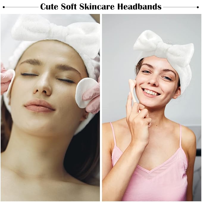 Ondder Spa Headband for Washing Face 8 Pack White Skincare Headbands for Women - Image 3