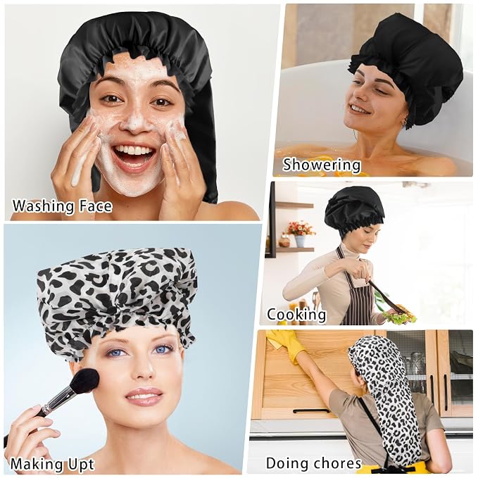 2 Pcs Large Shower Cap for Braids, Extra Long Shower Cap for Women Long Hair & - Image 6