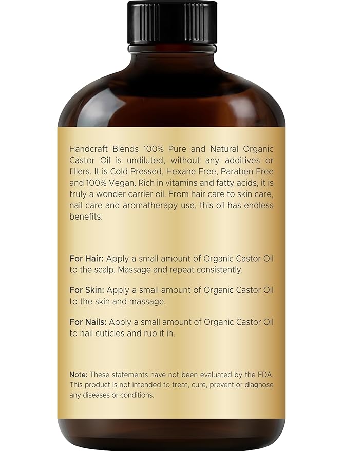 Handcraft Blends Cold-Pressed Organic Castor Oil 4 Fl Oz | Glass Bottle | Lash - Image 2