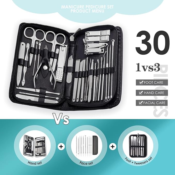 WOAMA Manicure Set 30 In 1 Nail Clipper Set Nail Kit - Image 4