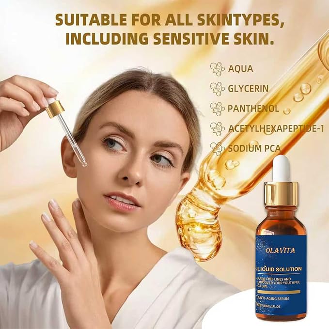 OLAVITA Liquid Solution Anti Aging Serum – New Upgraded Vitamin C Hydrating & - Image 3