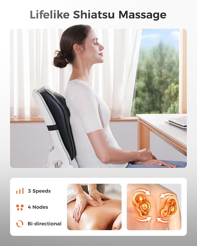 Boriwat Back Massager with Heat, 3D Kneading Massage Pillow - Image 4