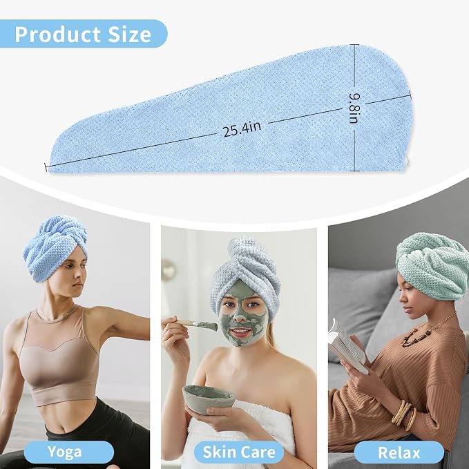 my novel things 3 Pack Microfiber Hair Towel Wrap - Image 7