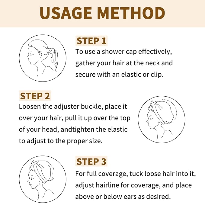 3 PCS Shower Caps for Women, Upgrade Comfortable & Extra Large & Double Layers - Image 7