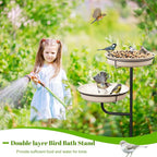 Freestanding Birdbaths Bowl Outdoor, Free Standing Garden Bird Bath Bird Feeder - Image 3