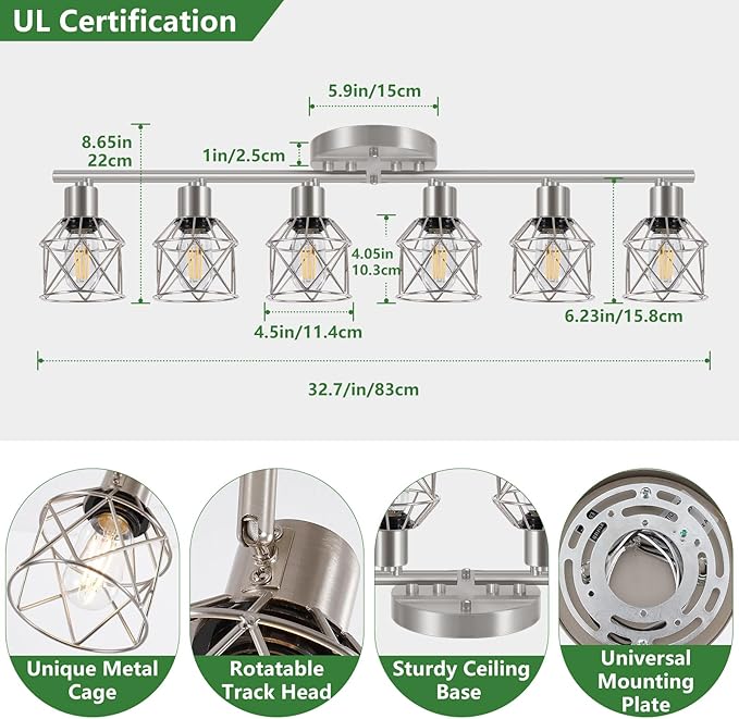 Baocuz 6-Light Brushed Nickel Multi-Directional Semi Flush Mount Ceiling Light - Image 2