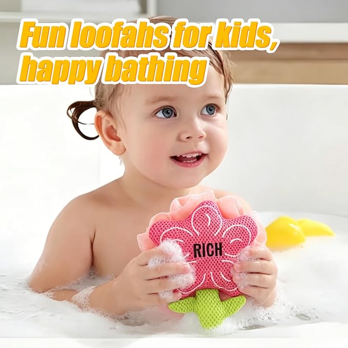 Kids Loofah, Cute Cartoon Animal Kids Bath Sponge - Image 5