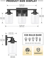 L LOHAS LED 3-Light Black Bathroom Light Fixtures, Modern Bathroom Lighting - Image 3