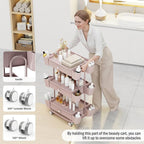 3 Tier Drawer Beauty Cart with 12 Movable Storage Organizer, Thickened ABS & - Image 4