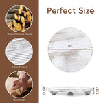 Small Round Decorative Tray White Washed Wood Bathroom Counter Organizer - Image 2