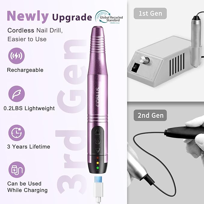 COSLUS C20 Cordless Nail Drill Electric File: Professional - Image 2