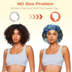 Shower Cap Reusable Double Layer Adjustable Elastic Waterproof EVA Hair Bath - Image 5