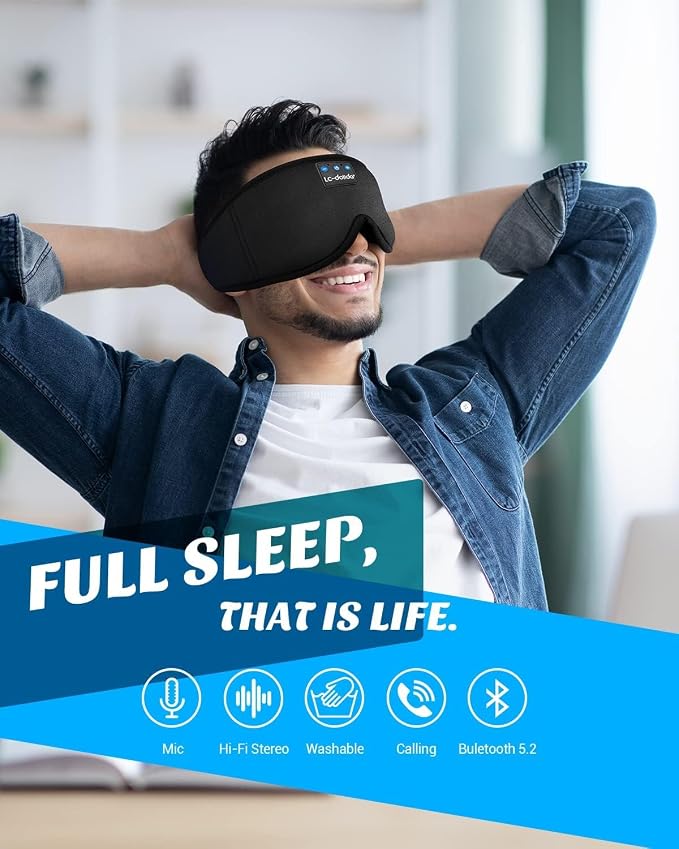 Sleep Mask with Headphones Bluetooth 5.4, LC-dolida Wireless Music Eye Mask - Image 5